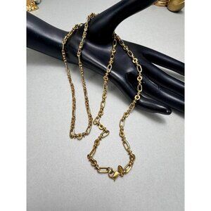 MONET Gold Oval & Round Alternating Link Necklace Bold Classic